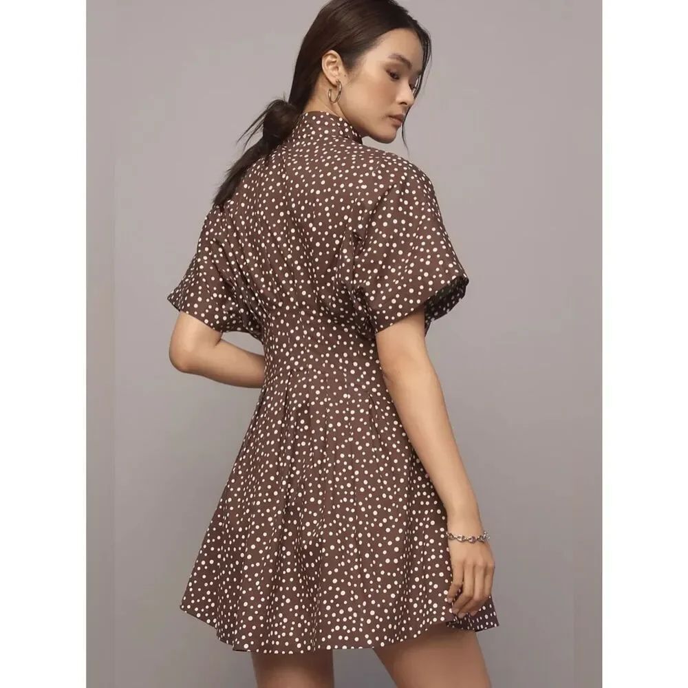 New Anthropologie The Tobie Tie-Neck Shirt Dress by Exquise Size S - Picture 2 of 10